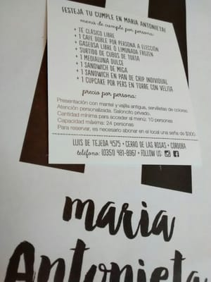 Menu photo 1 María Antonieta Córdoba, X Menu photo 1 María Antonieta Córdoba, X