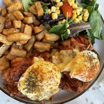 Popping Yolk Cafe - Kimchi Butter Fried Chicken Benedict - Cafes Near Me - Brea, California Popping Yolk Cafe - Kimchi Butter Fried Chicken Benedict - Cafes Near Me - Brea, California