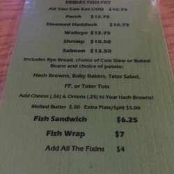 Klaus Lake Sports Bar - Friday Fish Fry Menu