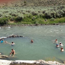 The Boiling River - Relaxing in the hot springs.