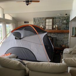 Got the new Marmot 6 person tent. Just what we wanted, and of course had to set it up first to try it out. Got the new Marmot 6 person tent. Just what we wanted, and of course had to set it up first to try it out.