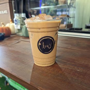 Kenz Coffee Bar - Iced Pumpkin Spice latte with oat milk. Delicious!! - Coffee & Tea Near Me - Los Gatos, California