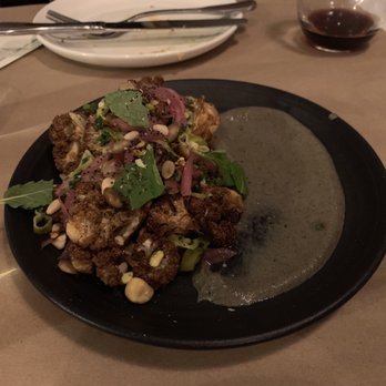Ellie's - Roasted cauliflower with eggplant purée - Italian Near Me - Long Beach, California Ellie's - Roasted cauliflower with eggplant purée - Italian Near Me - Long Beach, California
