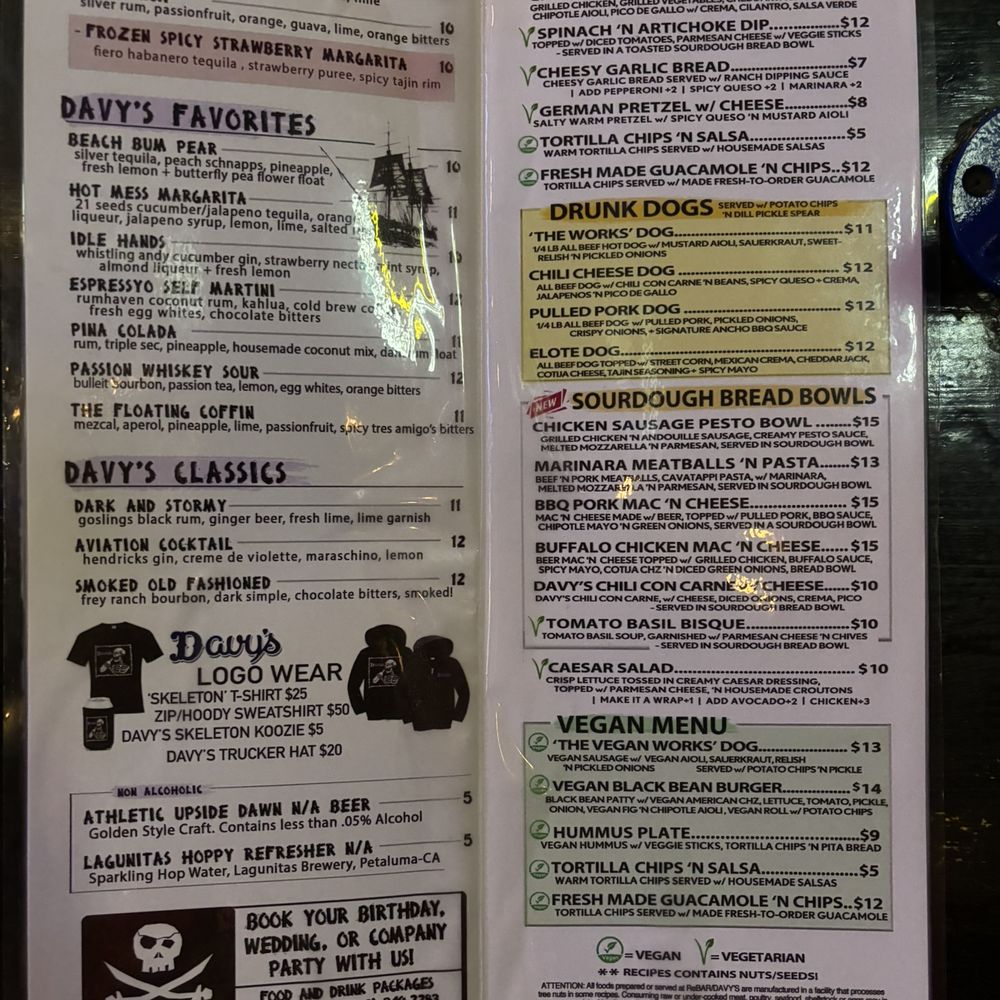 Davy’s - Menu (7-2026) - Bars Near Me - Las Vegas, Nevada