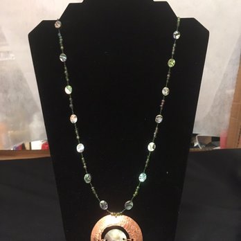 Ravendancer Creations - Copper abalone eye with abalone necklace with clasp closure - Art Galleries Near Me - Metlakatla, Alaska