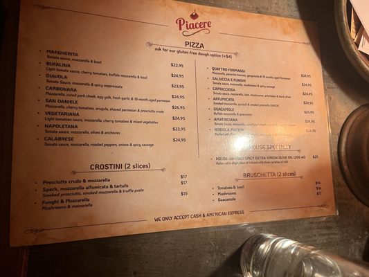 Menu photo 1 Piacere New York, NY Menu photo 1 Piacere New York, NY