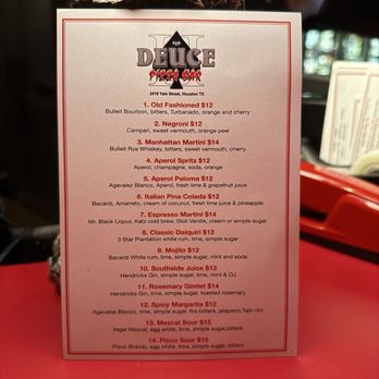 TND Deuce Pizza Bar - The Deuce (cocktail menu) - Pizza Near Me - Houston, Texas TND Deuce Pizza Bar - The Deuce (cocktail menu) - Pizza Near Me - Houston, Texas