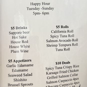 Sushi NAKATA - happy hour menu - Sushi Bars Near Me - Monrovia, California Sushi NAKATA - happy hour menu - Sushi Bars Near Me - Monrovia, California
