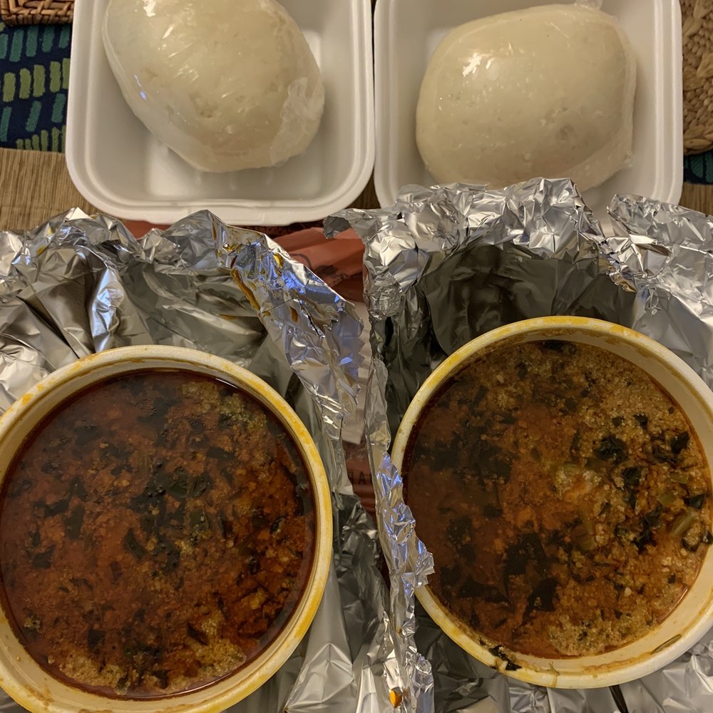 Veronica's Kitchen - Goat & Beef Egusi with Fufu - African Near Me - Inglewood, California Veronica's Kitchen - Goat & Beef Egusi with Fufu - African Near Me - Inglewood, California