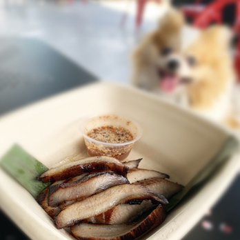 Spoon and Fork - Koh Moo Yang: Marinated Grilled Pork Neck w/ chili + rice powder sauce | $12 (Dog-friendly front patio) - Thai Near Me - Belmont, California Spoon and Fork - Koh Moo Yang: Marinated Grilled Pork Neck w/ chili + rice powder sauce | $12 (Dog-friendly front patio) - Thai Near Me - Belmont, California