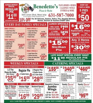 Menu photo 2 Benedetto's Pizza & Pasta West Islip, NY Menu photo 2 Benedetto's Pizza & Pasta West Islip, NY