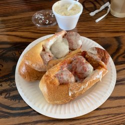 Italian Meatball sub with potato salad