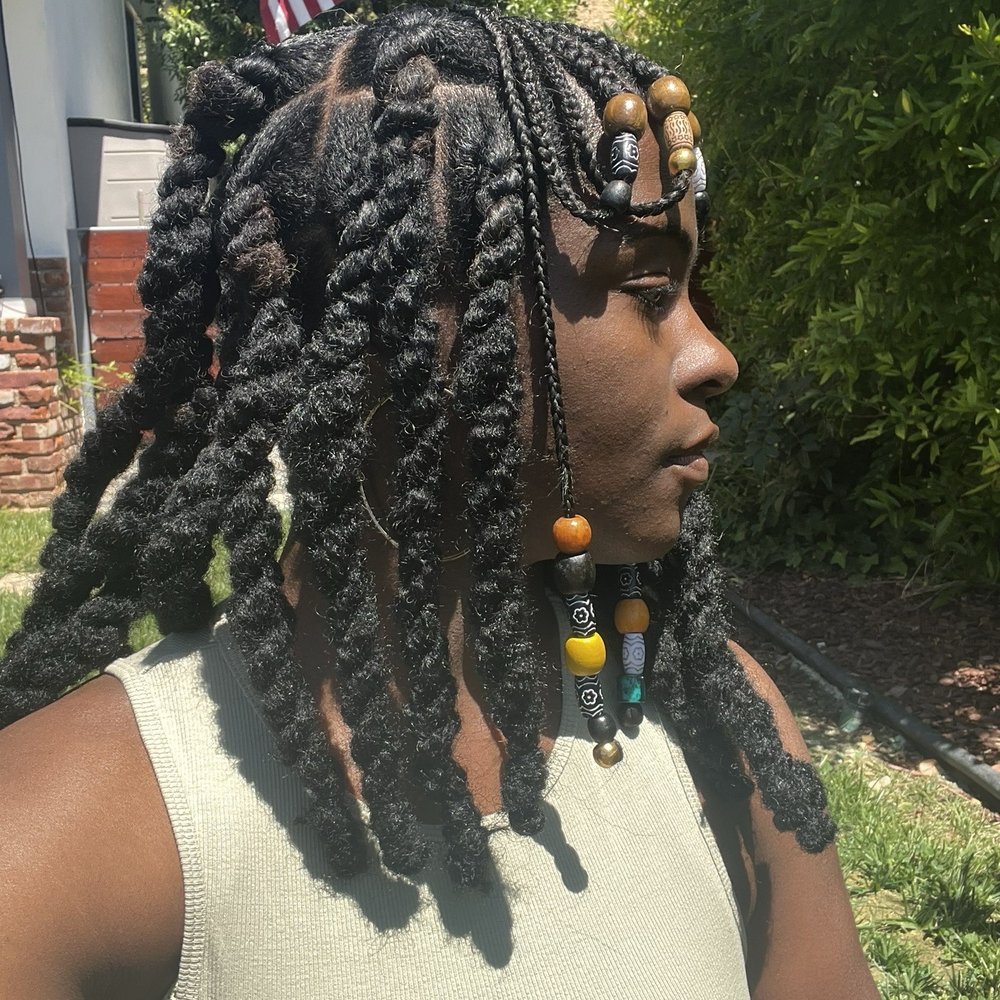 Locs Myth at Natural Essence - Fulani with jumbo twists - Hair Salons Near Me - Long Beach, California Locs Myth at Natural Essence - Fulani with jumbo twists - Hair Salons Near Me - Long Beach, California