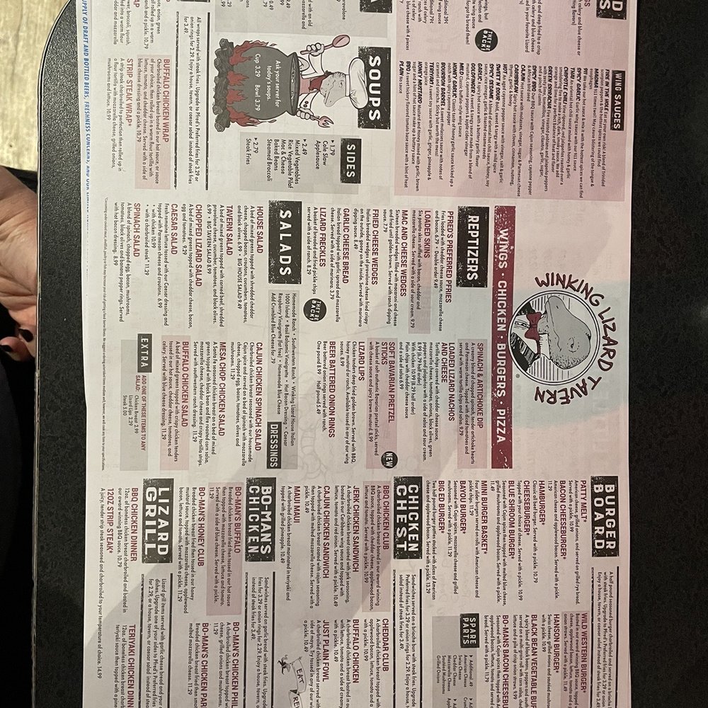 Winking Lizard - Menu page 1 - Burgers Near Me - Akron, Ohio Winking Lizard - Menu page 1 - Burgers Near Me - Akron, Ohio