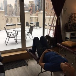 Stekel Dani, DC - Stekel Chiropractic - Main treatment room. First day of snow in NYC
