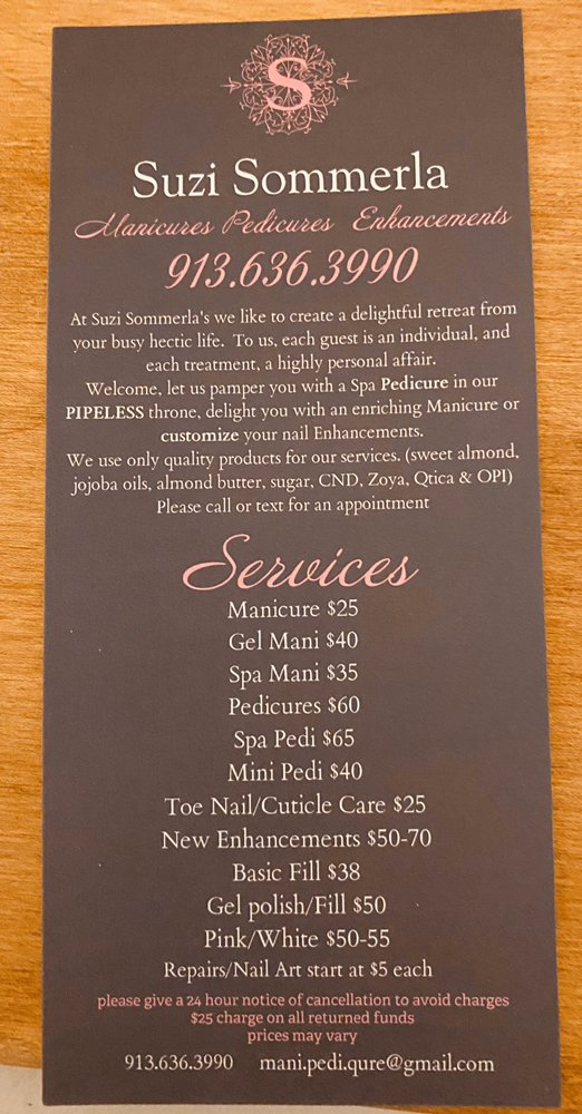 SUZI SOMMERLA’S NAIL SUITE 8969 Metcalf Ave, Overland Park, Kansas