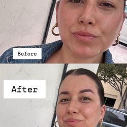 Miami Brow Bar - Today I tried lamination, tint, and shape with wax. The top photo is my brows after 8 weeks and bottom is current day.