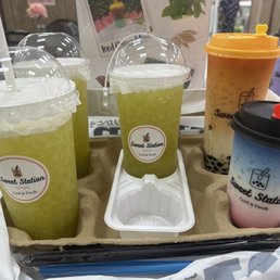 Fresh Sugar Cane drink so refreshing  We also got Thai tea, taro milk tea & pink blue sky everything was so refreshing & yummy.