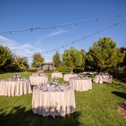 Agape Winery - Our reception set up with the ceremony space in the background.