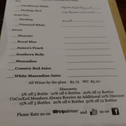 Wine tasting list