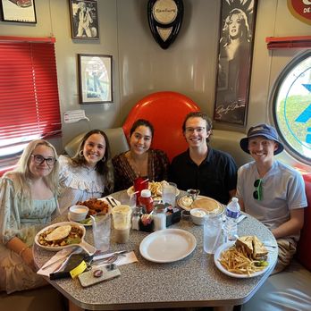 5 & Diner - Our group! Thanks waiter for taking our pic. This booth comfortably seats 5. - Diners Near Me - Phoenix, Arizona