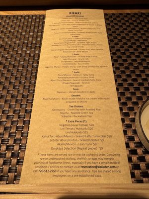 Menu photo 1 Kizaki Denver, CO Menu photo 1 Kizaki Denver, CO