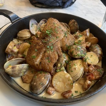 Ben Paris - Cod, clams, bacon and potatoes. - New American Near Me - Seattle, Washington Ben Paris - Cod, clams, bacon and potatoes. - New American Near Me - Seattle, Washington