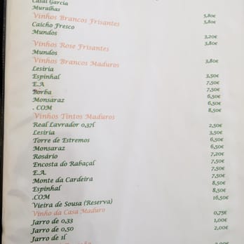 O Adérito - Wine list. Prices are for a bottle!! - Seafood Near Me - Pataias, 10 O Adérito - Wine list. Prices are for a bottle!! - Seafood Near Me - Pataias, 10