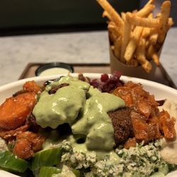Brassica - Salad and photobomb Brassica Fries