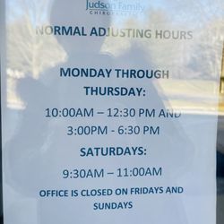 Judson Family Chiropractic - Hours!