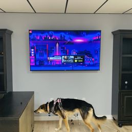 Basement TV installed by Radd's Mounting. Basement TV installed by Radd's Mounting.