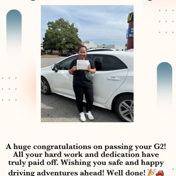 Drive Safe Driving School - Kimberly passed her G2 from London in just 10 hours in car training - Driving Schools Near Me - St. Thomas, Ontario
