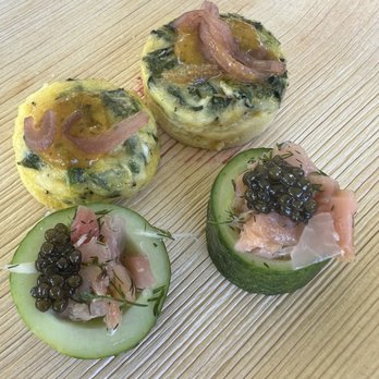 Sub Edge Farm - Some of the appetizers. Little quiches with salmon and stuffed fresh cucumbers with salmon. - CSA Near Me - Farmington, Connecticut