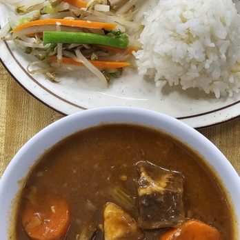 Jackie's Diner - $18 Beef Stew Plate.  Sooo good!  A delicious complete meal. - Hawaiian Near Me - Aiea, Hawaii