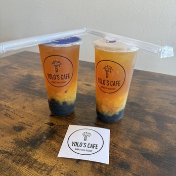 Yolo’s Cafe - Mango green tea with boba and mango jelly - Bubble Tea Near Me - Bellflower, California Yolo’s Cafe - Mango green tea with boba and mango jelly - Bubble Tea Near Me - Bellflower, California