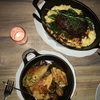 BOBO - The delicious lamb (a must get!!) and chicken. Lamb was better than chicken. Chicken came with delicious fondant potatoes. - French Near Me - New York, New York