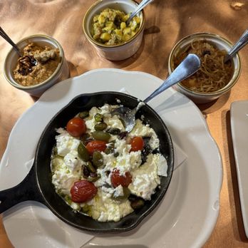 Zafron Restaurant - Baked Goat Milk Feta Cheese Muhammara Zafron Special Mirza Ghasemi - Persian/Iranian Near Me - Sandy Springs, Georgia