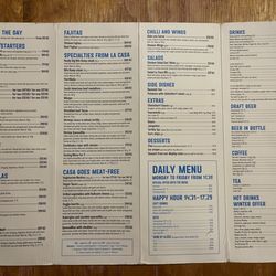 La Casa Blů - Menu