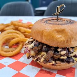 Burger Hill - House Hill Burger with Onion Rings