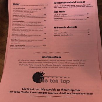 The Ten Top - Menu - American Near Me - Norfolk, Virginia