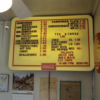 Folger's Drive-In - the menu - Burgers Near Me - Ada, Oklahoma