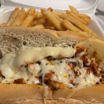 Baba's - Philly Buffalo Chicken Sandwich with fries - Italian Near Me - Fort Wayne, Indiana