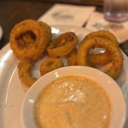 Lucille's American Cafe - Onion rings with delicious dipping sauce!
