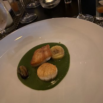 Blue 11 - Deconstructed local soup with scallop, fish, plantains and mussels - Seafood Near Me - Saint Thomas, Virgin Islands Blue 11 - Deconstructed local soup with scallop, fish, plantains and mussels - Seafood Near Me - Saint Thomas, Virgin Islands