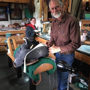 Out West Saddlery - Bob Beecher, Saddler & Estella Ray, Apprentice Saddler - Horse Equipment Shops Near Me - Salmon, Idaho