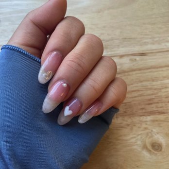 Bright Star Nails - Helen's work of art! - soft pink tones with marble tips - Nail Salons Near Me - Long Beach, California