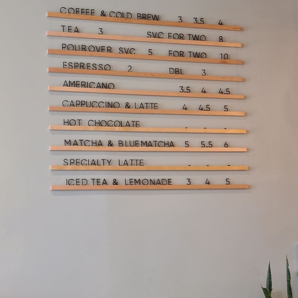 Beverage menu