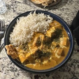 Paneer curry, spice level 4 (white girl spice level). SO YUMMY!