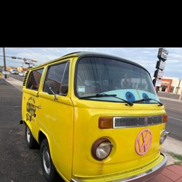 a yellow vw bus a yellow vw bus
