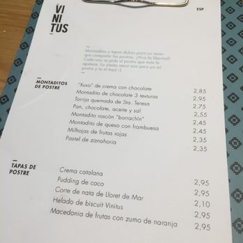 Vinitus - Dessert menu - Tapas Bars Near Me - Barcelona, B Vinitus - Dessert menu - Tapas Bars Near Me - Barcelona, B